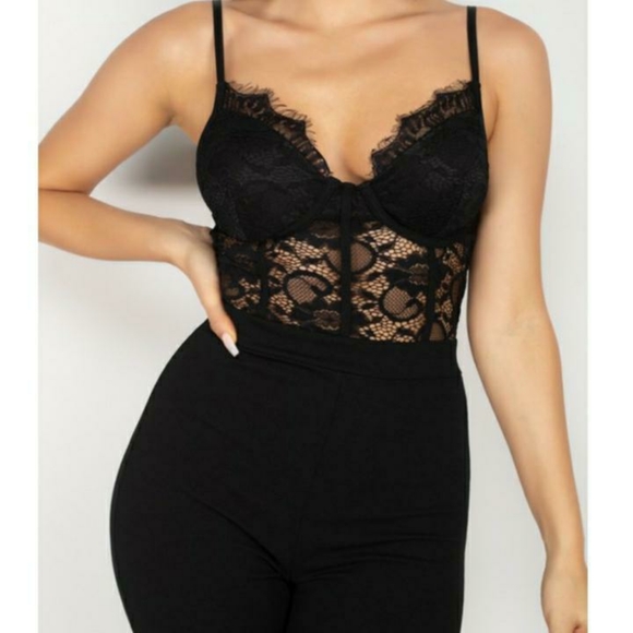 Black Lace Jumpsuit - Picture 2 of 3